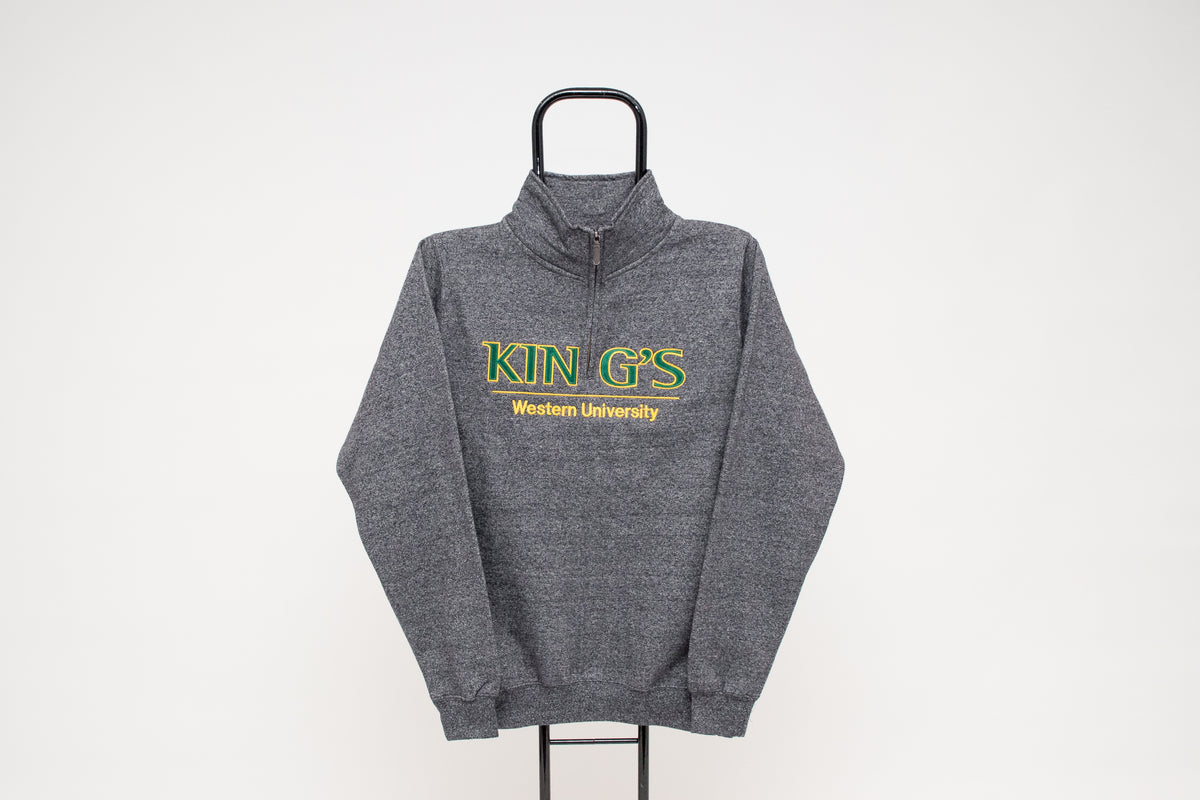 Quarter Zip Sweatshirt, Grey Salt & Pepper