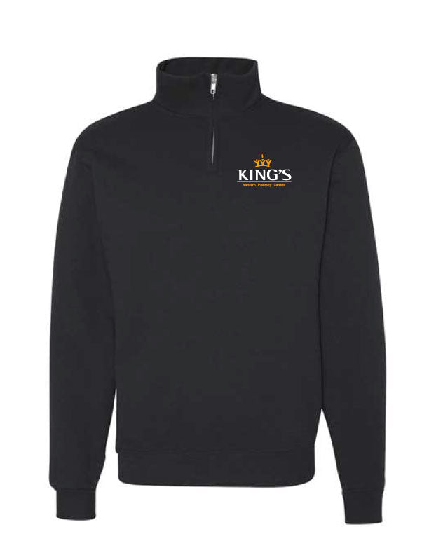 King's College Quarter Zip Sweatshirt, Black