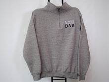 Load image into Gallery viewer, King&#39;s Dad Sweater. What a wonderful way to recognize all the King&#39;s &quot;Dads&quot; out there!  Soft heather grey, quarter zip sweater. 52% Cotton, 48% Polyester. Embroidered white and black logo. Great gift idea.
